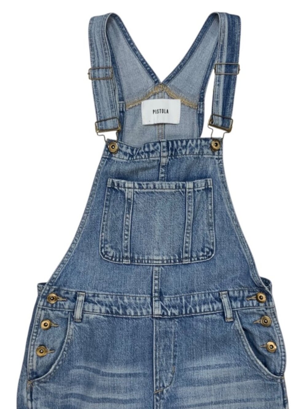 Pistola Bailey Denim Overall XS Blue Straight Leg Distressed - Picture 12 of 16